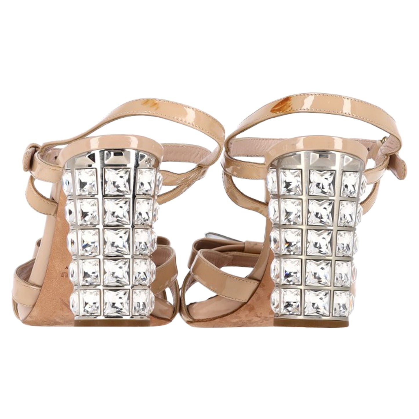 Miu Miu detail ankle strap crystal heel sandals