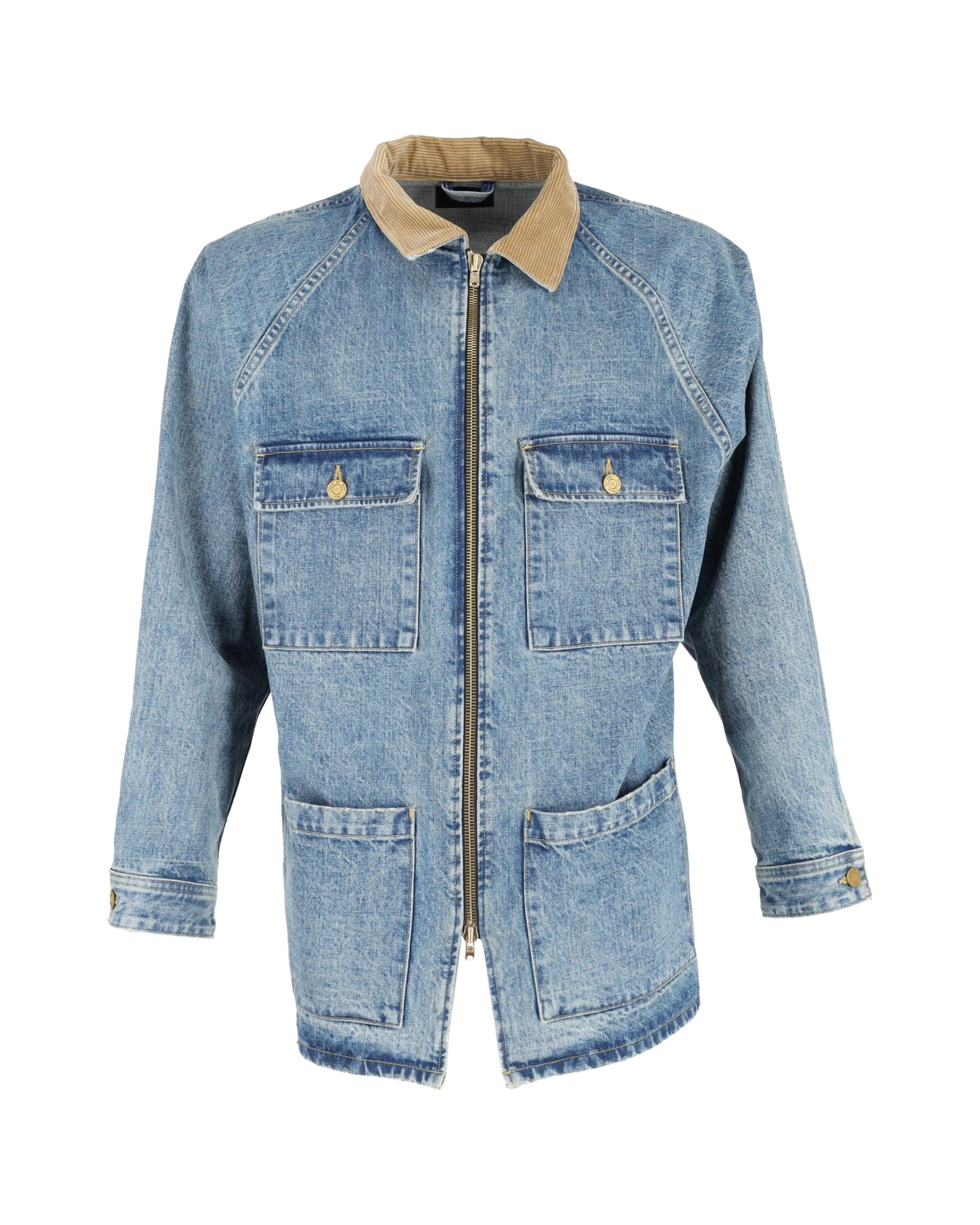 Fear Of God vintage selvedge denim long trucker jacket