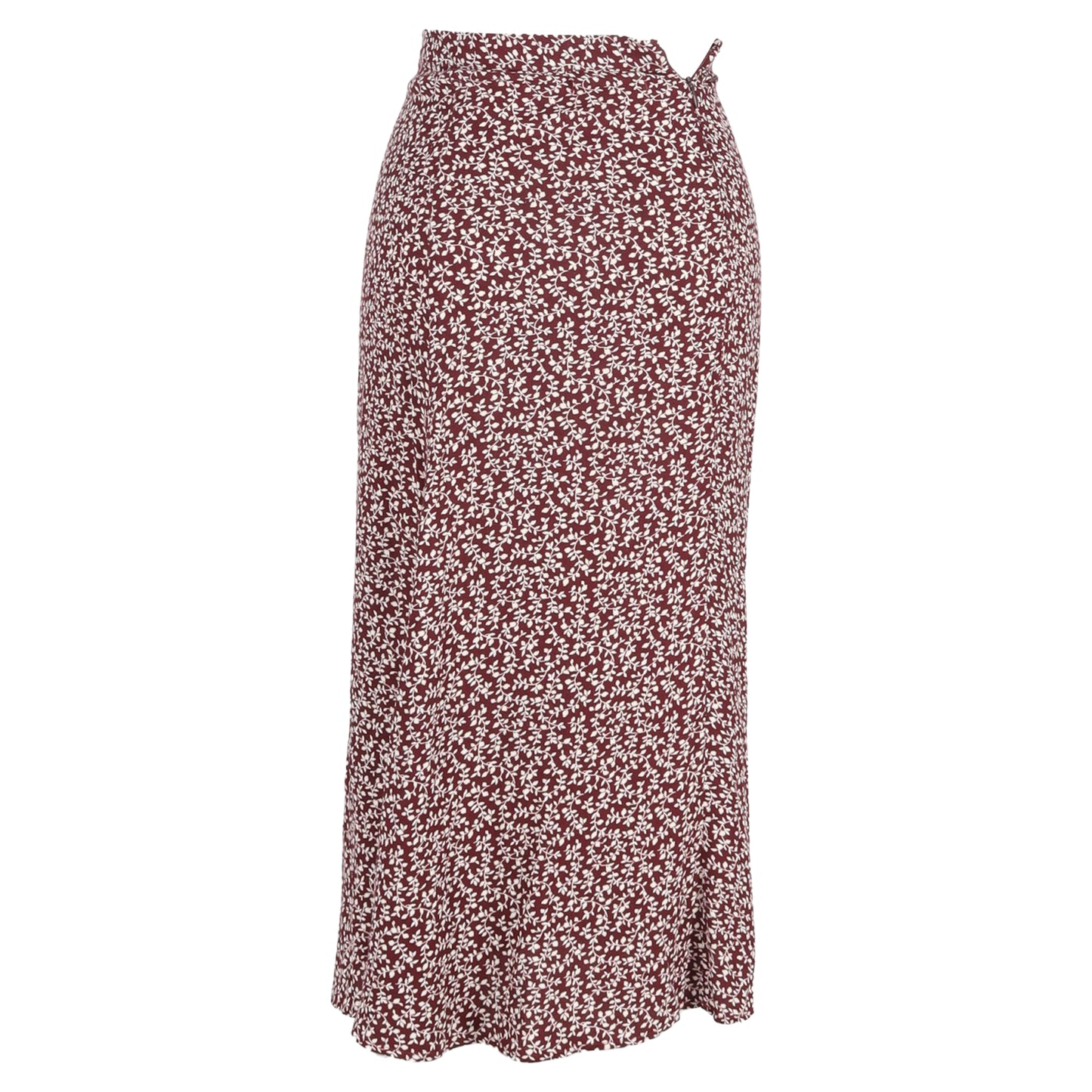 Reformation Floral Printed Midi Skirt in Maroon Viscose
