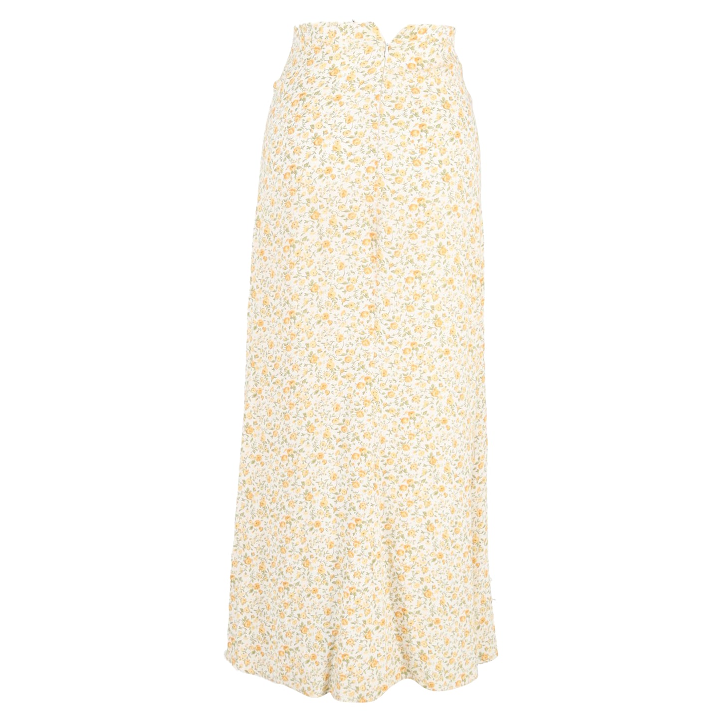 Reformation Floral Printed Midi Skirt in Yellow Viscose