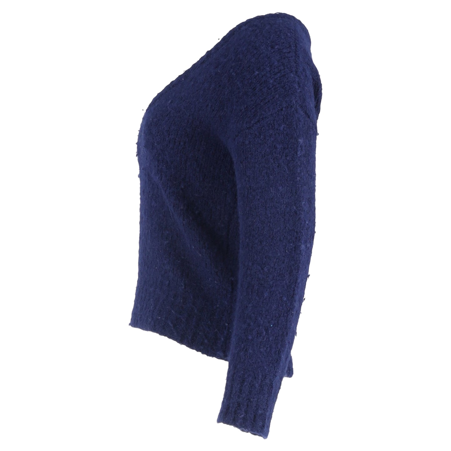 Reformation Knitted Deep V-Neck Sweater in Blue Wool