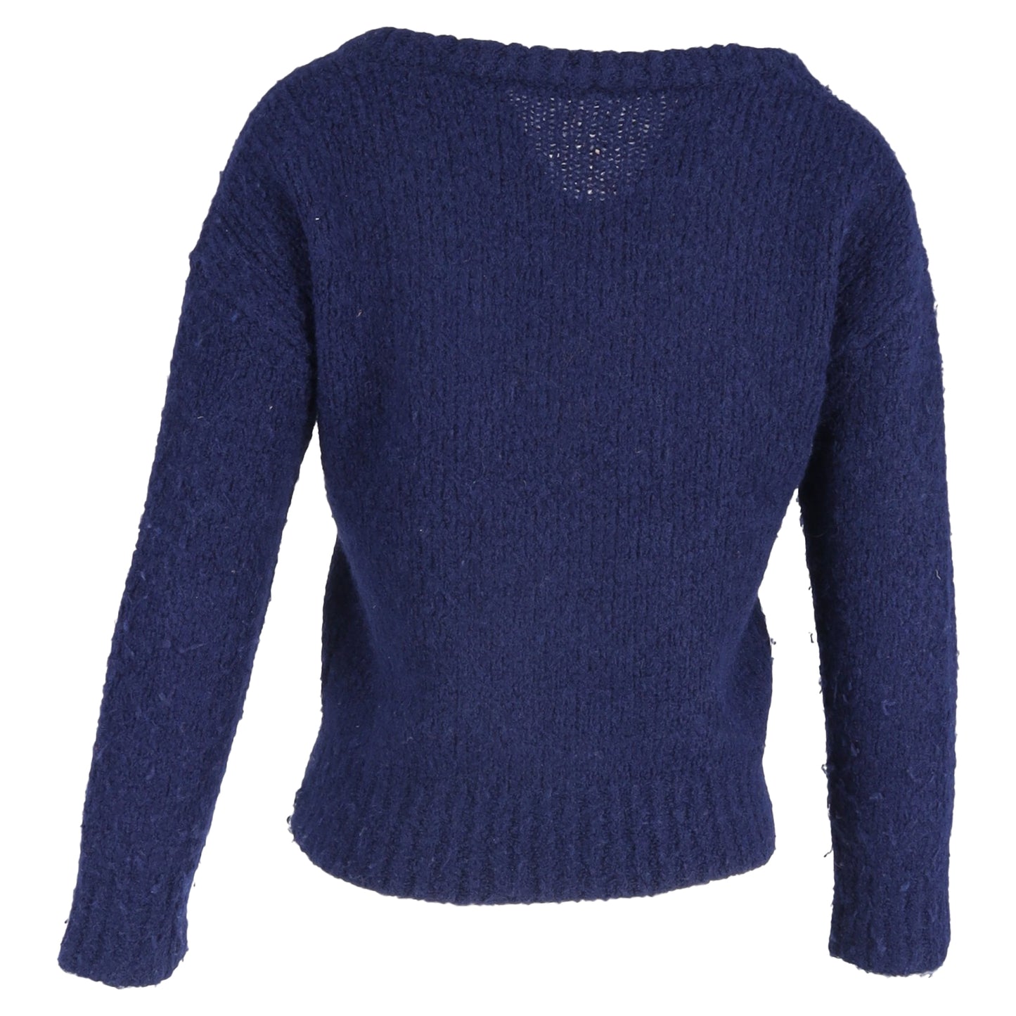 Reformation Knitted Deep V-Neck Sweater in Blue Wool
