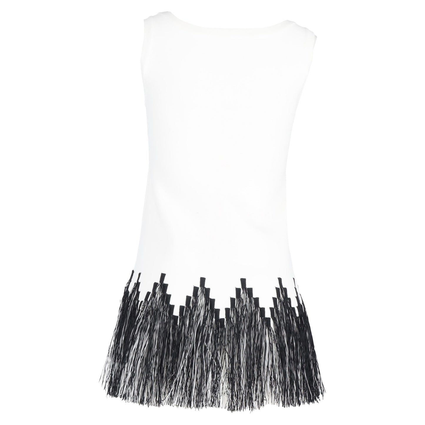 Alaïa Fringed Mini Sleeveless Dress in White Viscose
