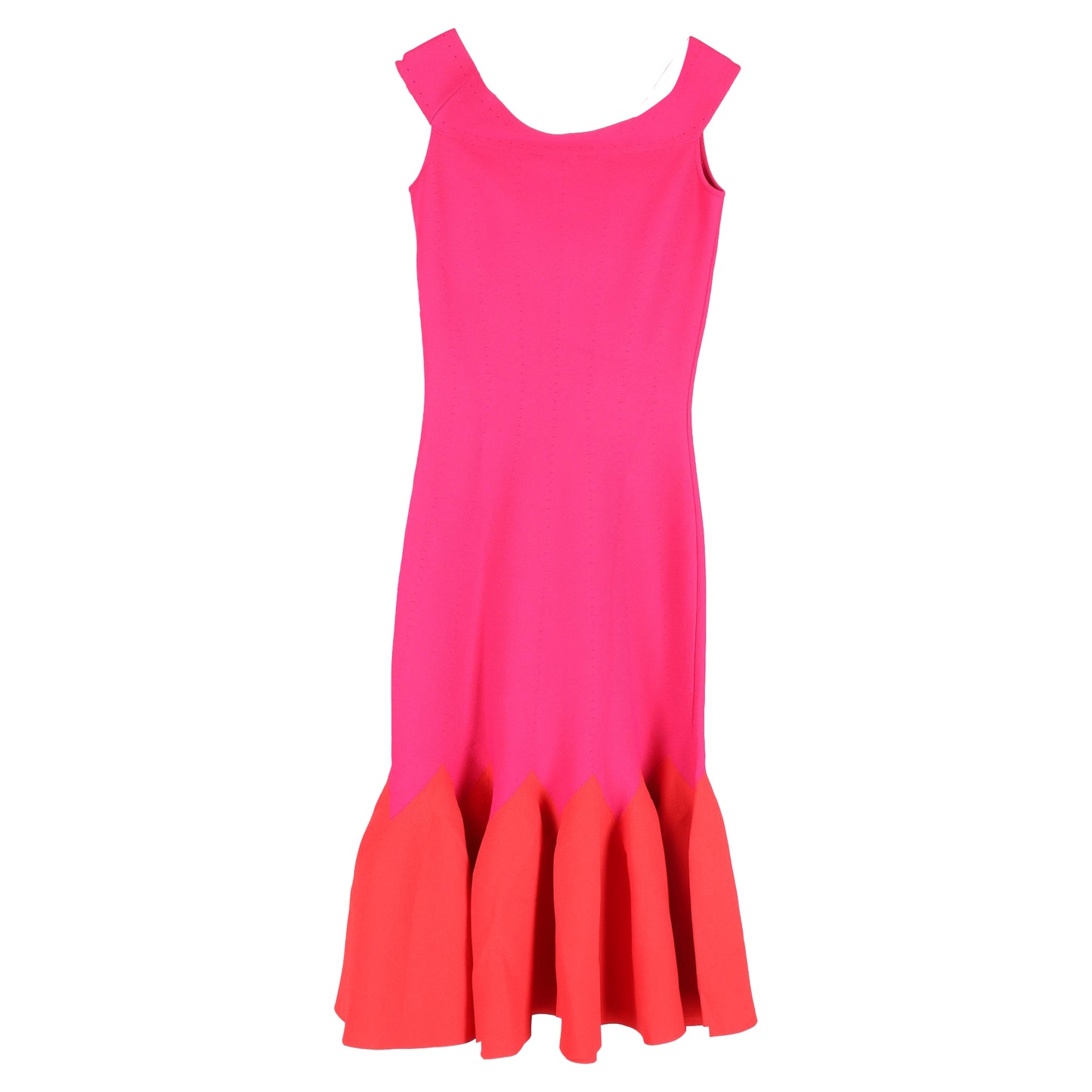 Alexander Mcqueen Jaccquard Knit Midi Off-Shoulder Dress in Pink Viscose
