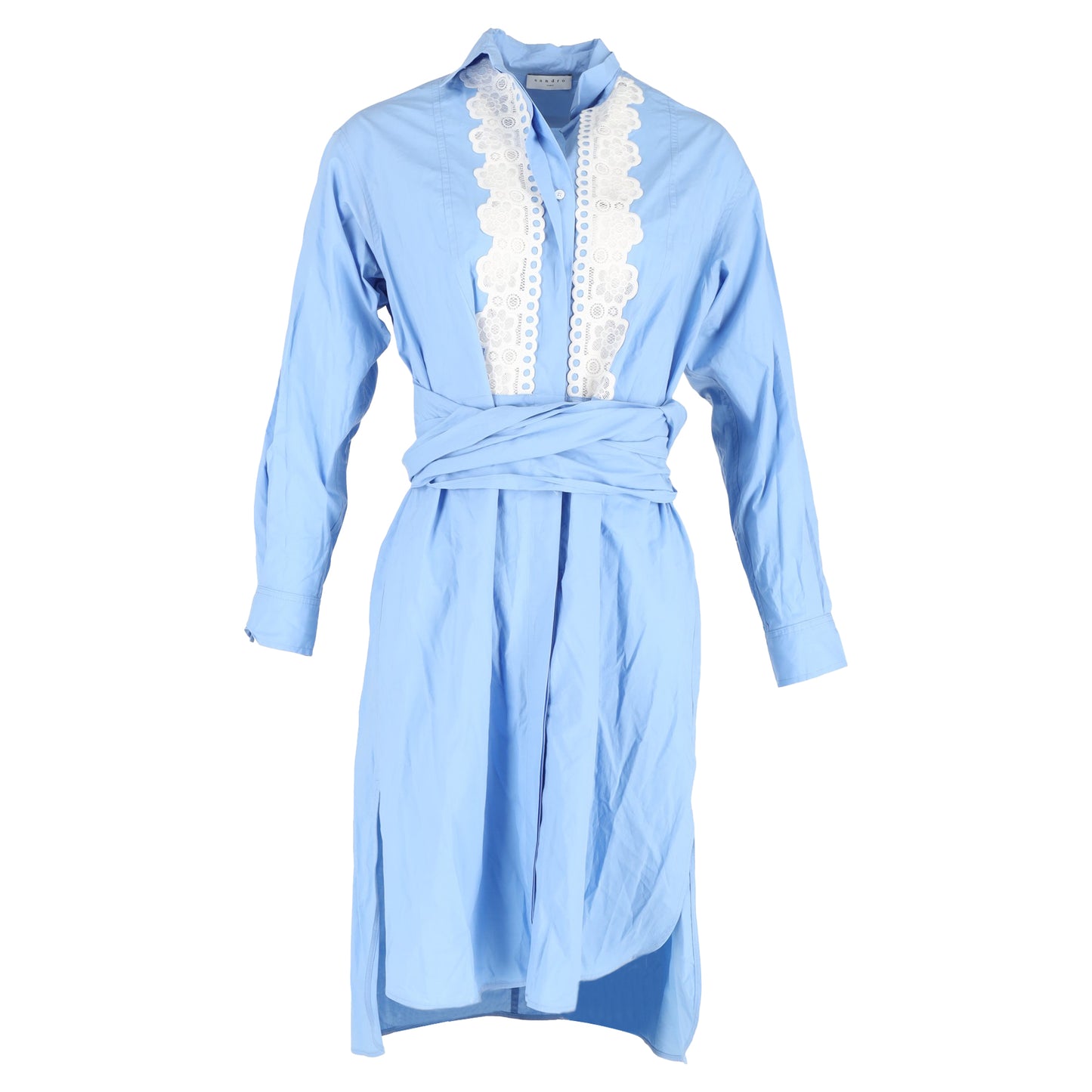 Sandro Paris lace long sleeve shirt dress