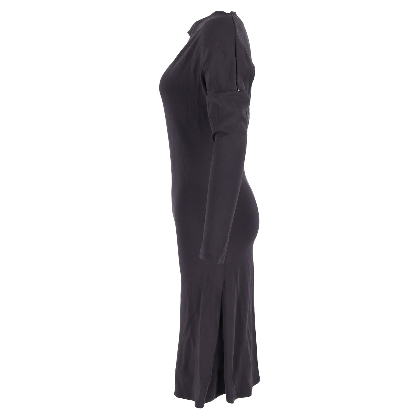 Max Mara Boat Neck Midi Long Sleeve Dress in Black Cotton
