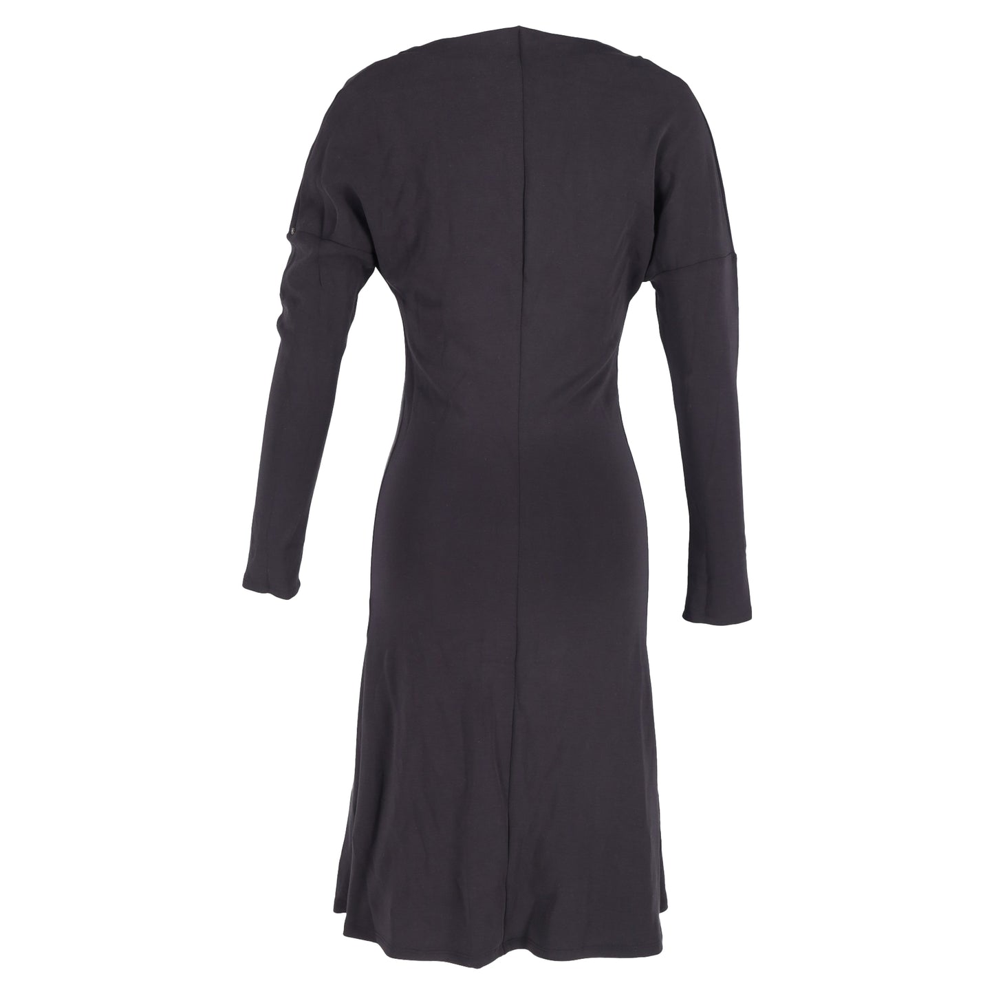 Max Mara Boat Neck Midi Long Sleeve Dress in Black Cotton