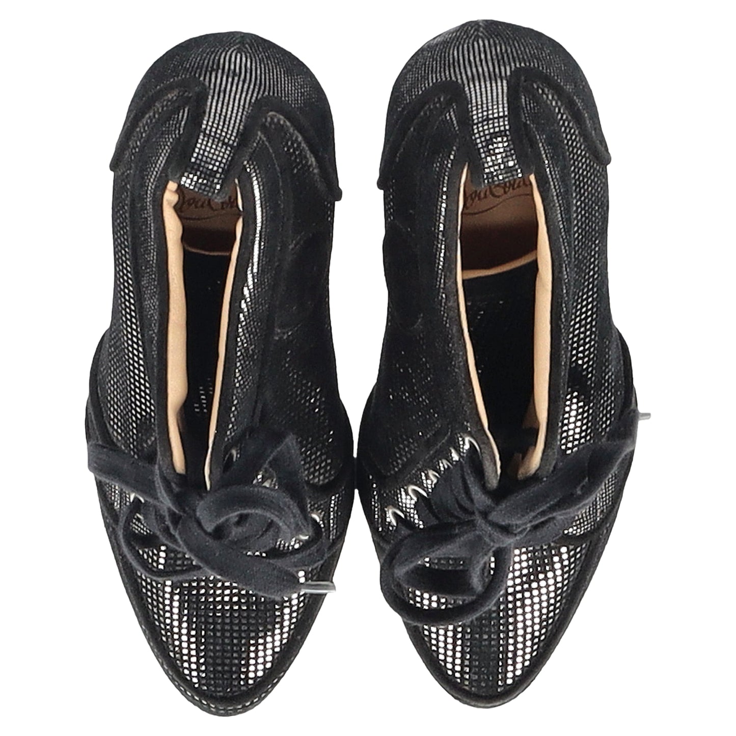 Christian Louboutin Venus Orlato Lace-Up Heeled Ankle Boots in Black Suede
