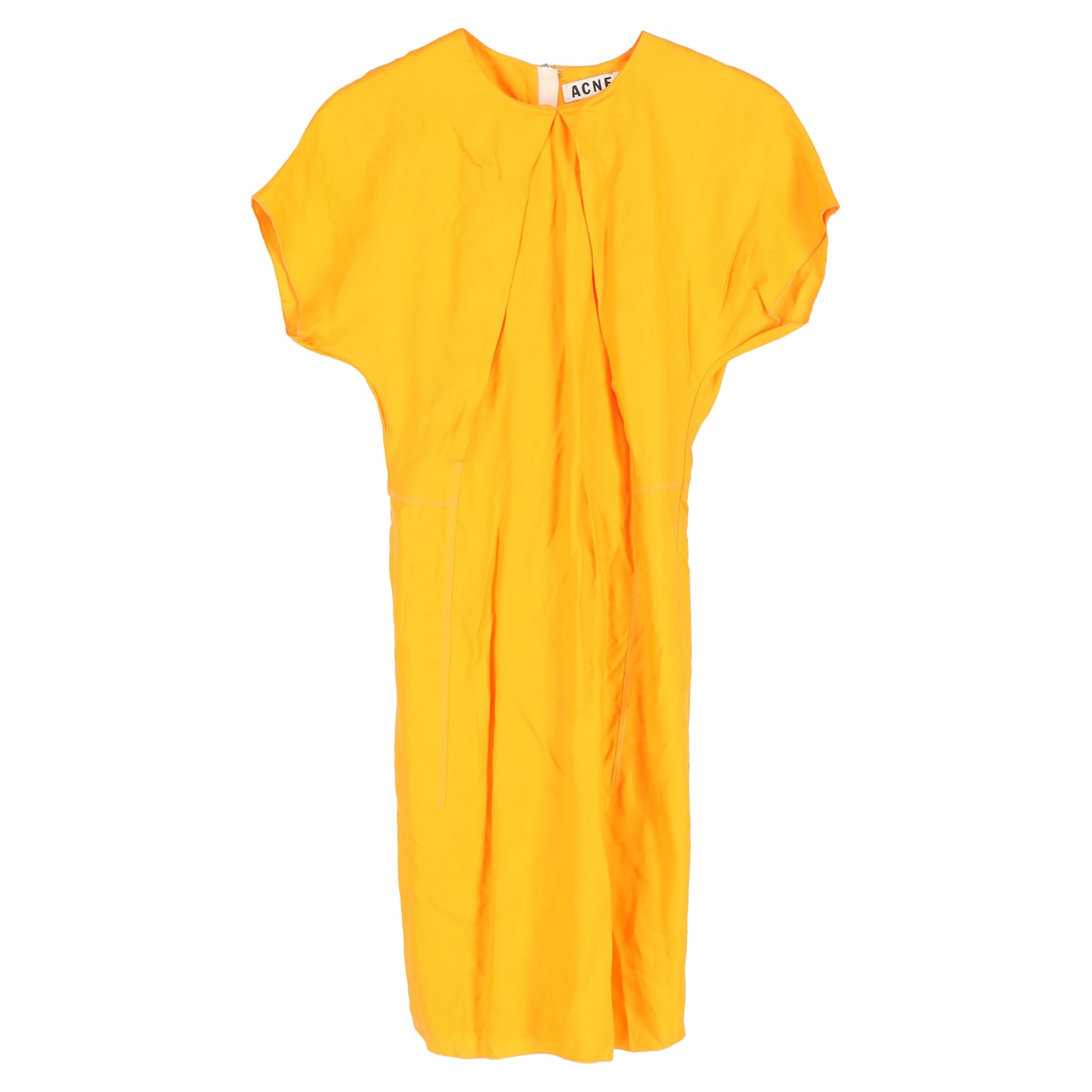 Acne Studios Crewneck Knee-Length Shift Dress in Orange Viscose