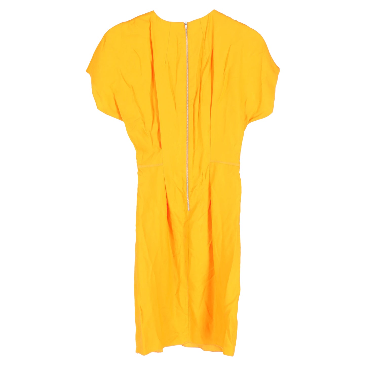Acne Studios Crewneck Knee-Length Shift Dress in Orange Viscose