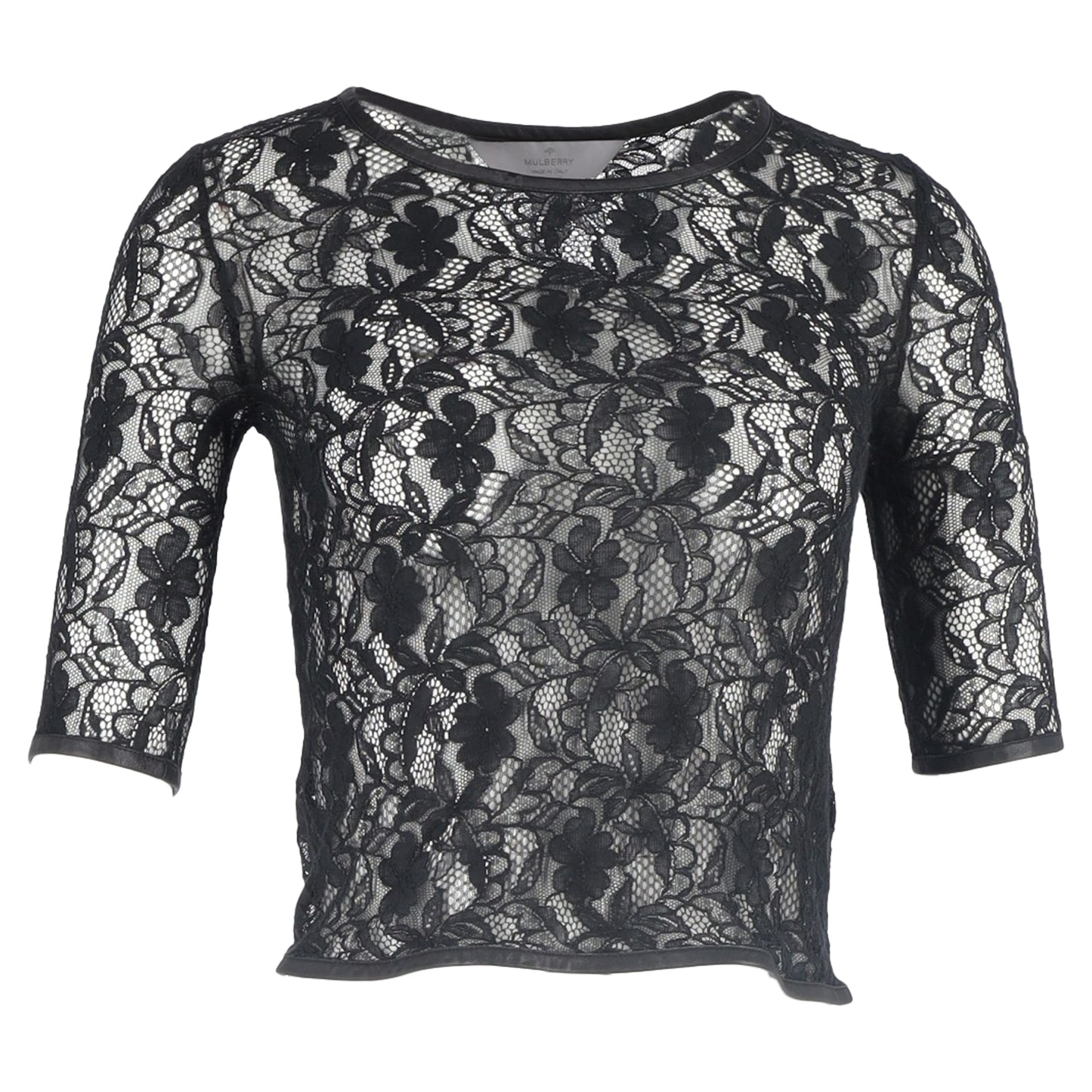 Mulberry Lace Detail Crop Top in Black Polyester