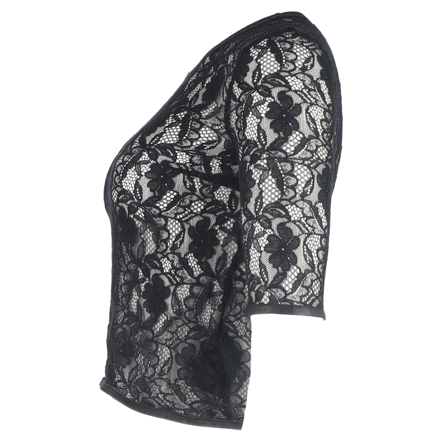 Mulberry Lace Detail Crop Top in Black Polyester