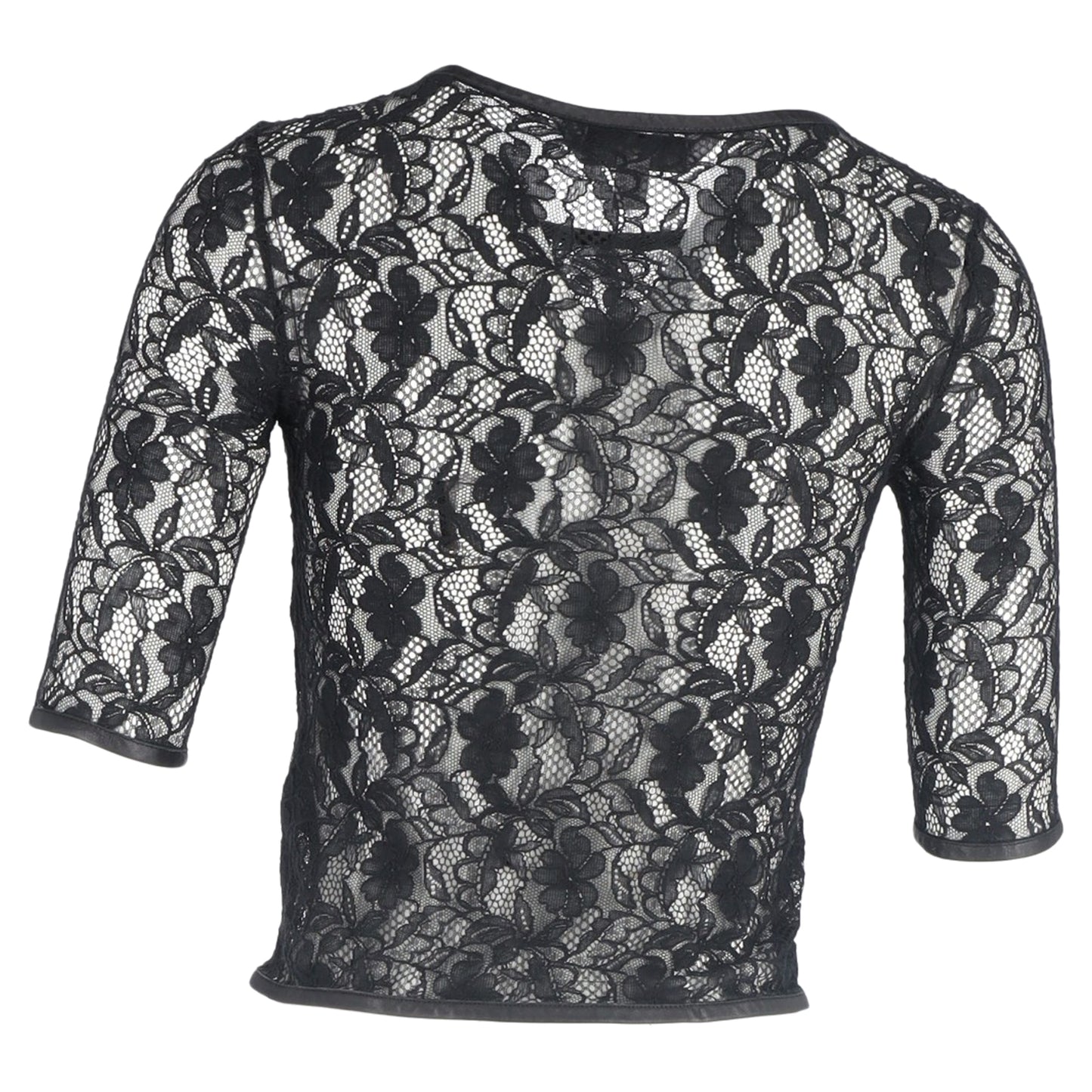 Mulberry Lace Detail Crop Top in Black Polyester