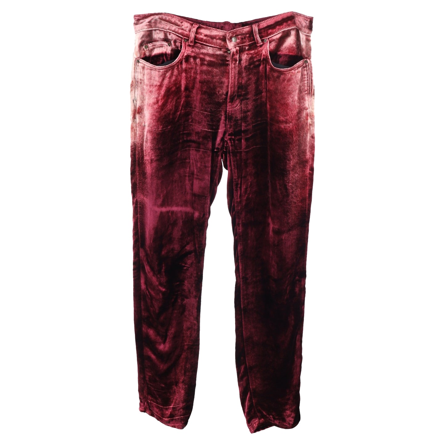 Saint Laurent Washed Skinny Trousers in Burgundy Velvet