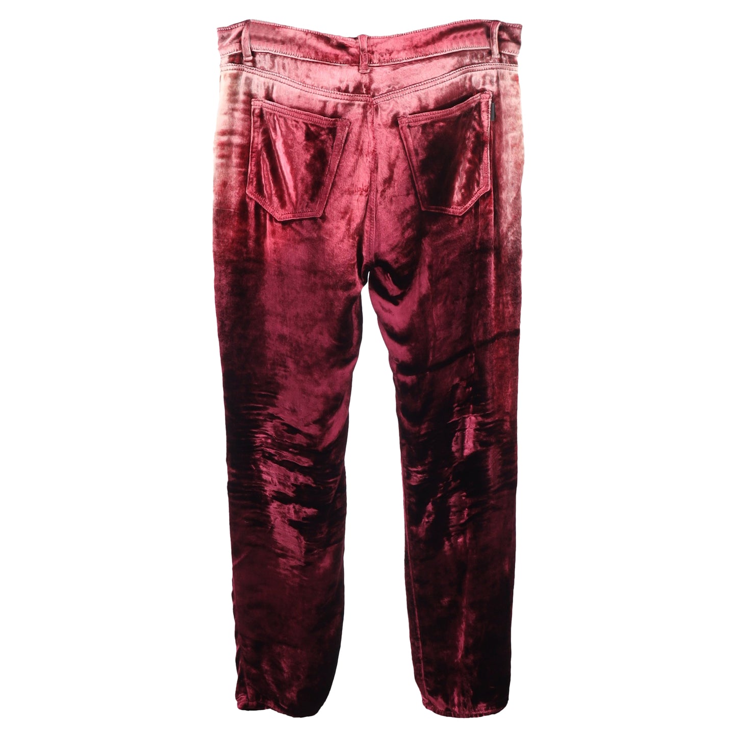 Saint Laurent Washed Skinny Trousers in Burgundy Velvet