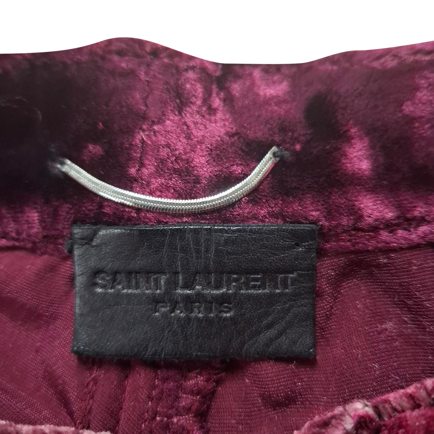 Saint Laurent Washed Skinny Trousers in Burgundy Velvet