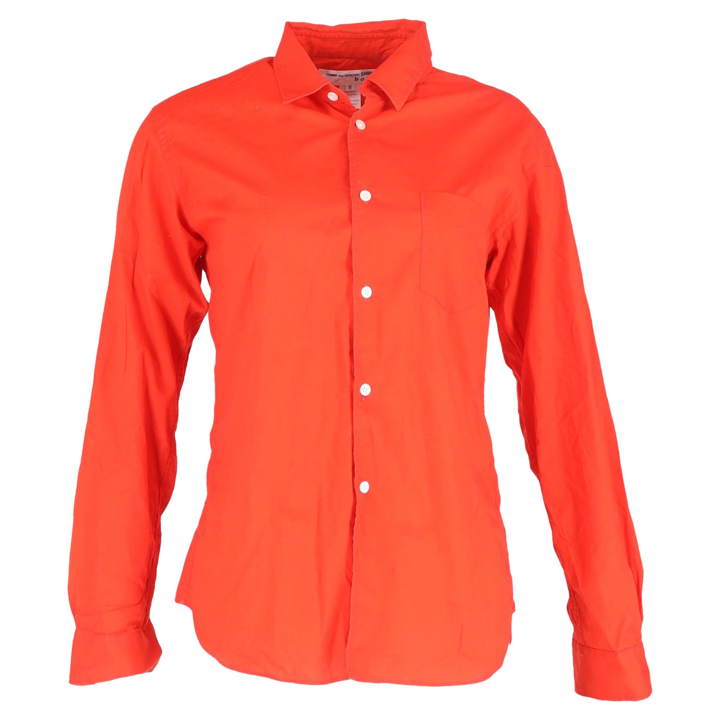 Comme Des Garçons Boys Print Long Sleeve Shirt in Orange Cotton