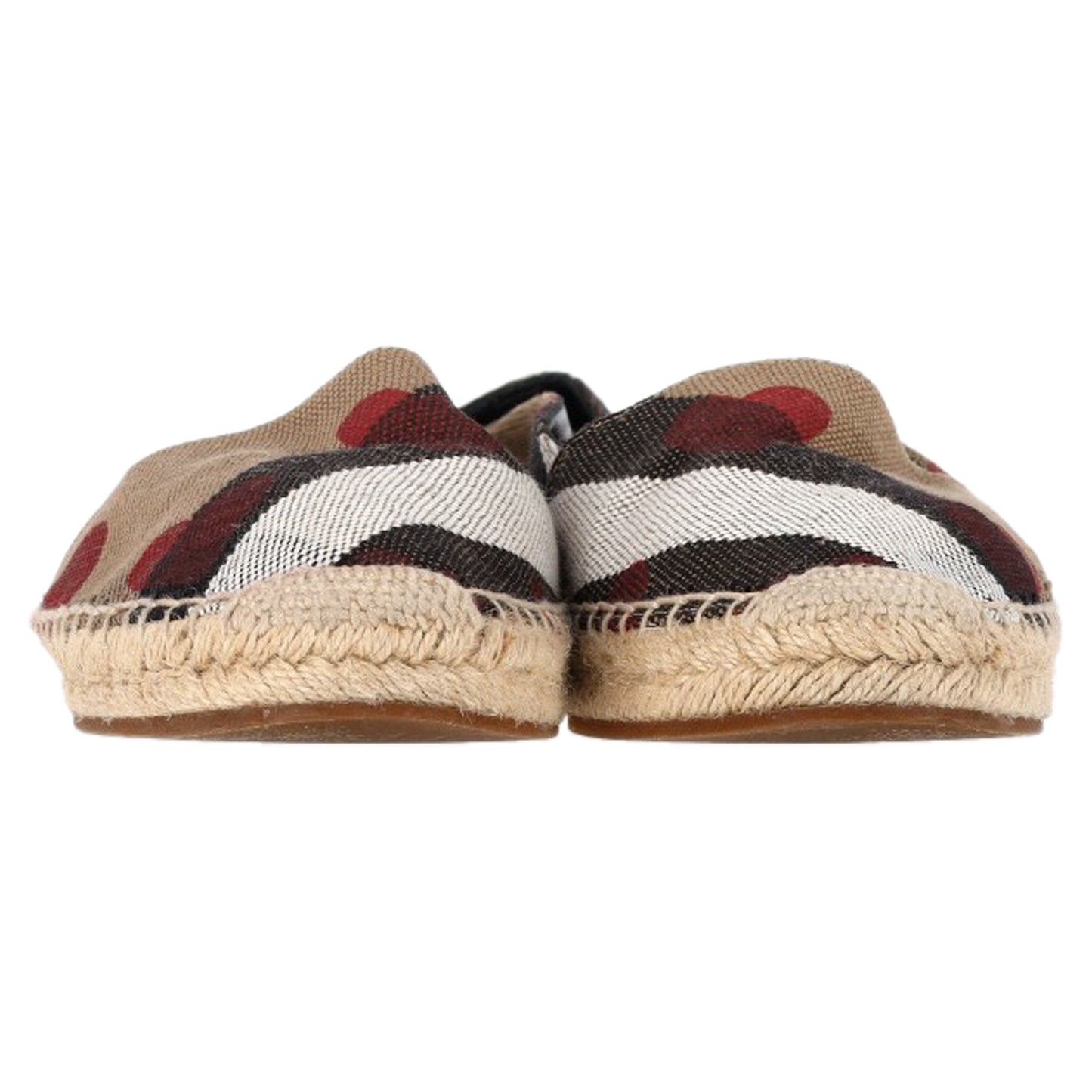 Burberry Heart and Check Print Espadrille Flats in Brown Canvas