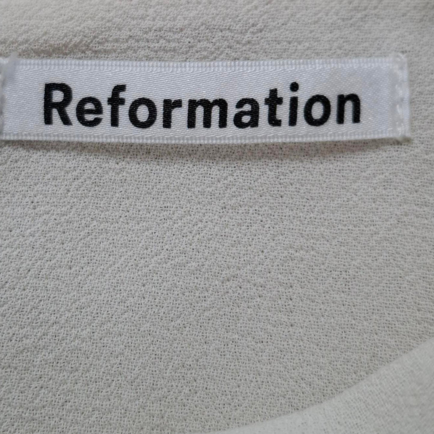 Reformation Shirred Long Sleeve Crop Top in Ivory Viscose