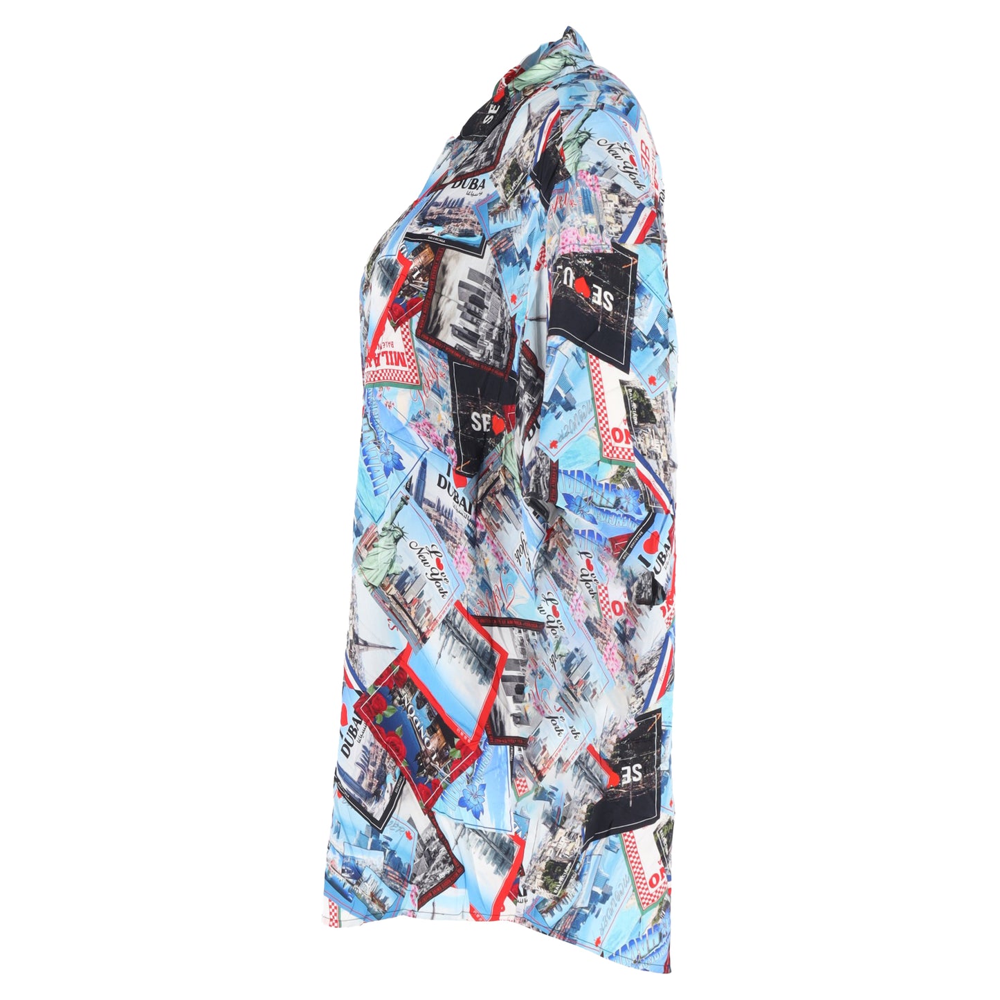 Balenciaga All Over Cities Shirt in Multicolor Silk