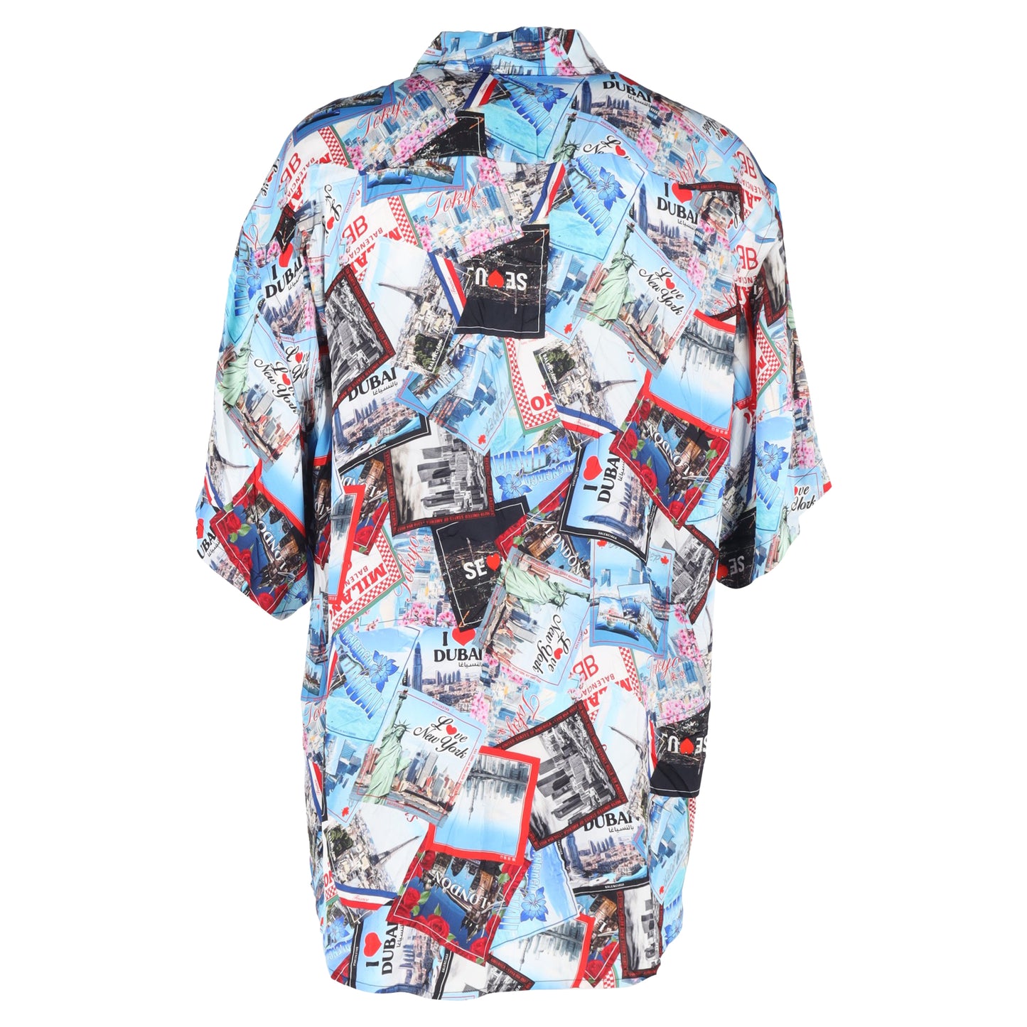 Balenciaga All Over Cities Shirt in Multicolor Silk