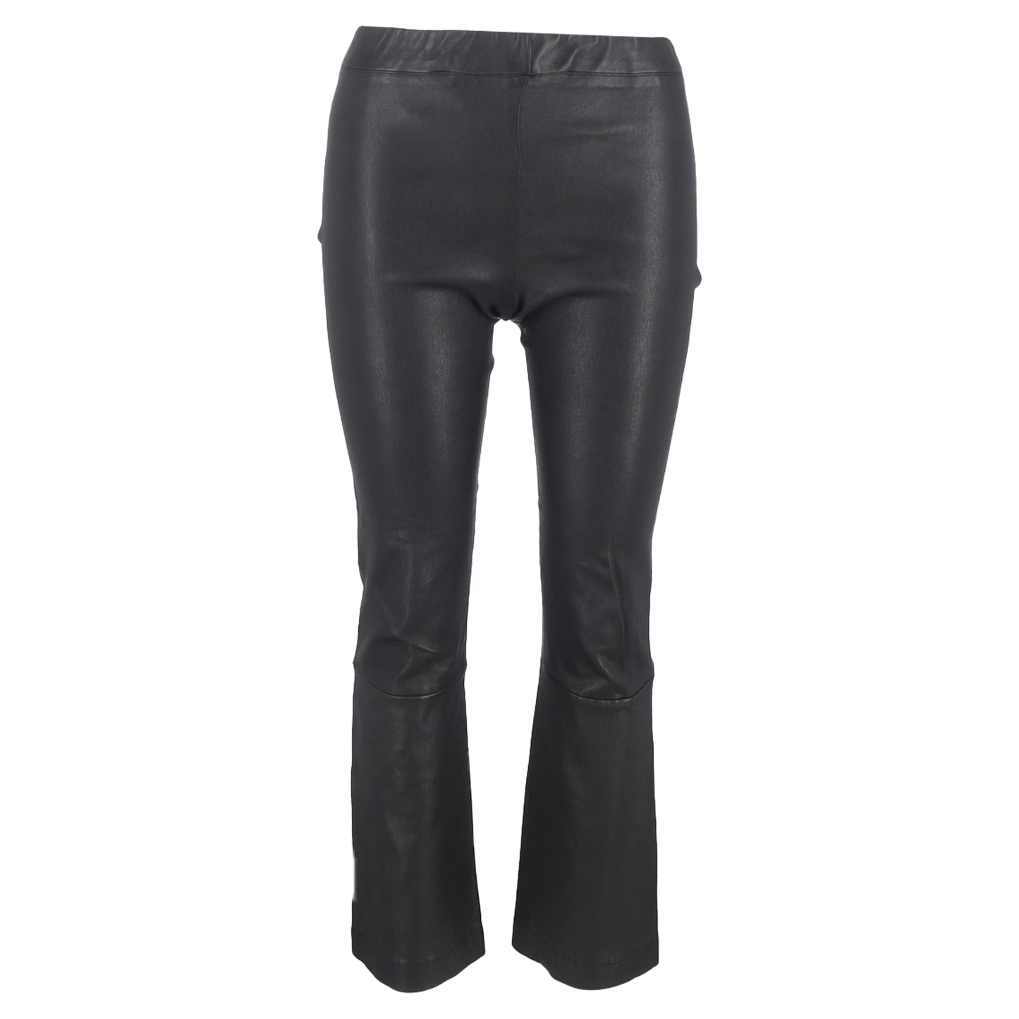 The Row Gartered Bootcut Trousers in Black Leather
