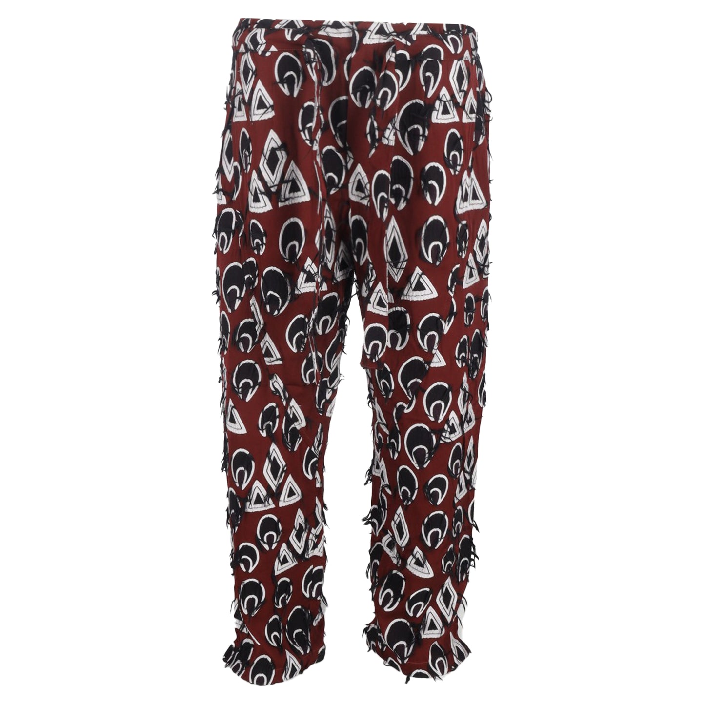 Chloé Printed Drawstring Cropped Trousers in Burgundy Viscose