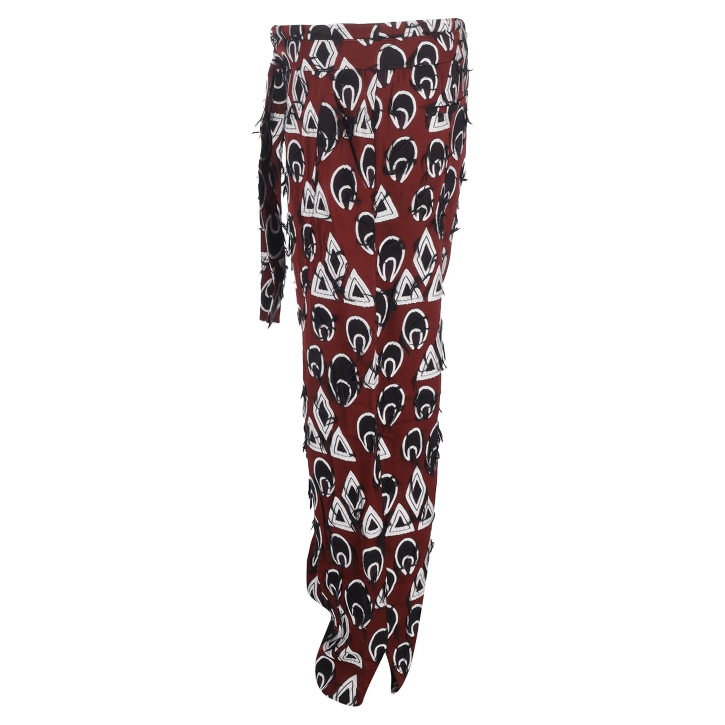 Chloé Printed Drawstring Cropped Trousers in Burgundy Viscose