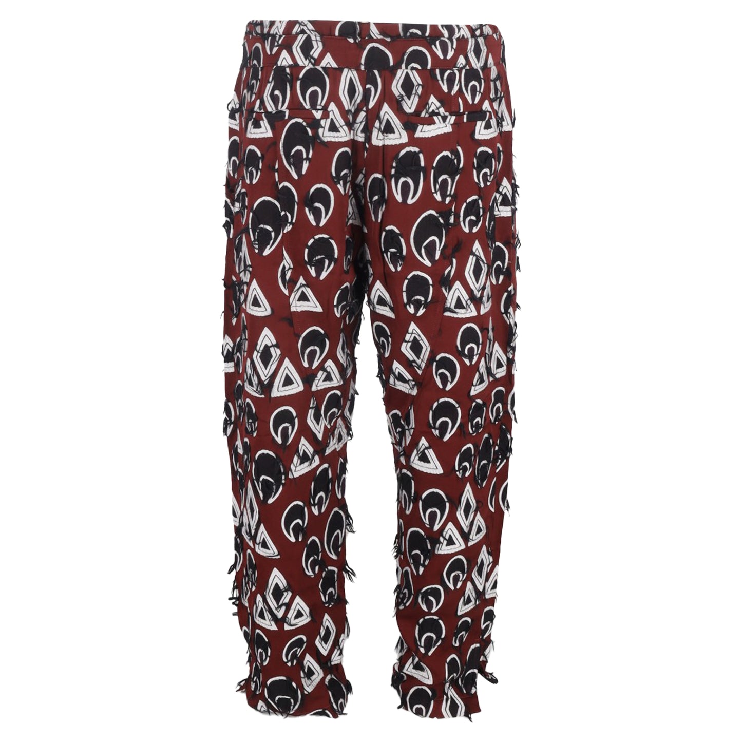 Chloé Printed Drawstring Cropped Trousers in Burgundy Viscose