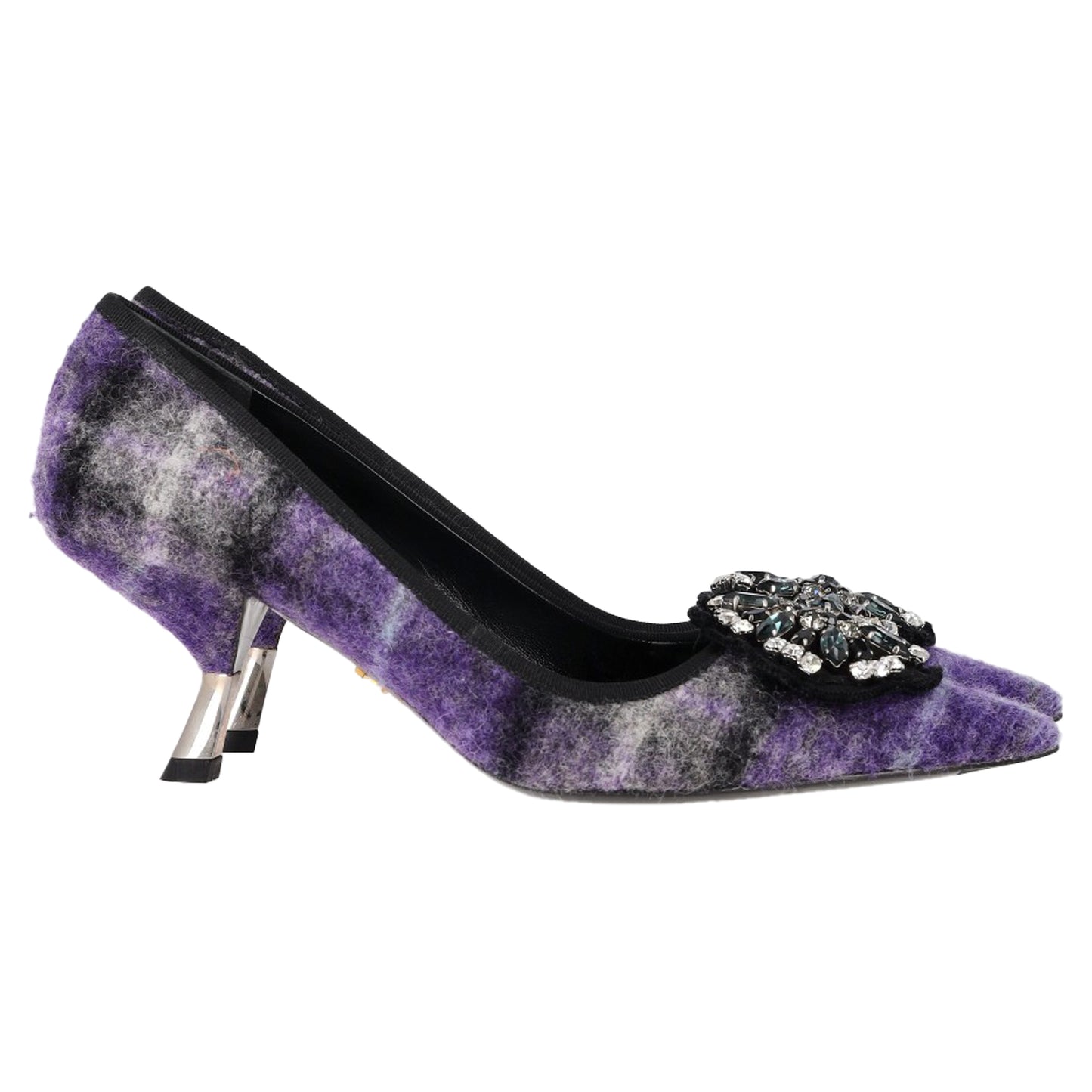 Prada embellished plaid pumps
