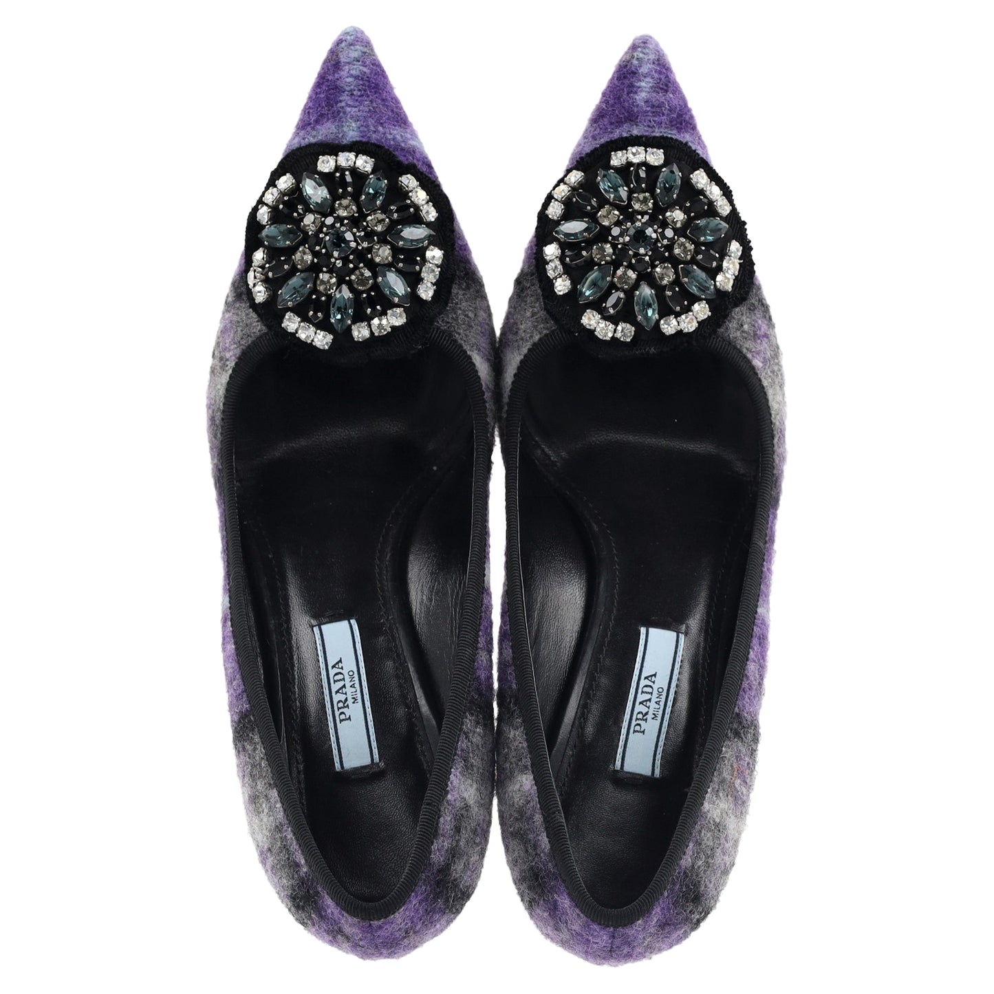 Prada embellished plaid pumps