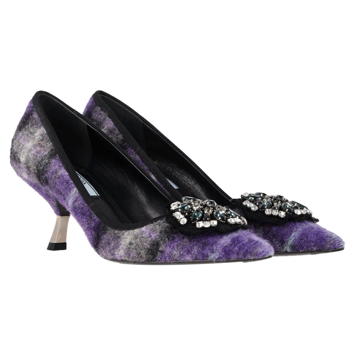Prada embellished plaid pumps