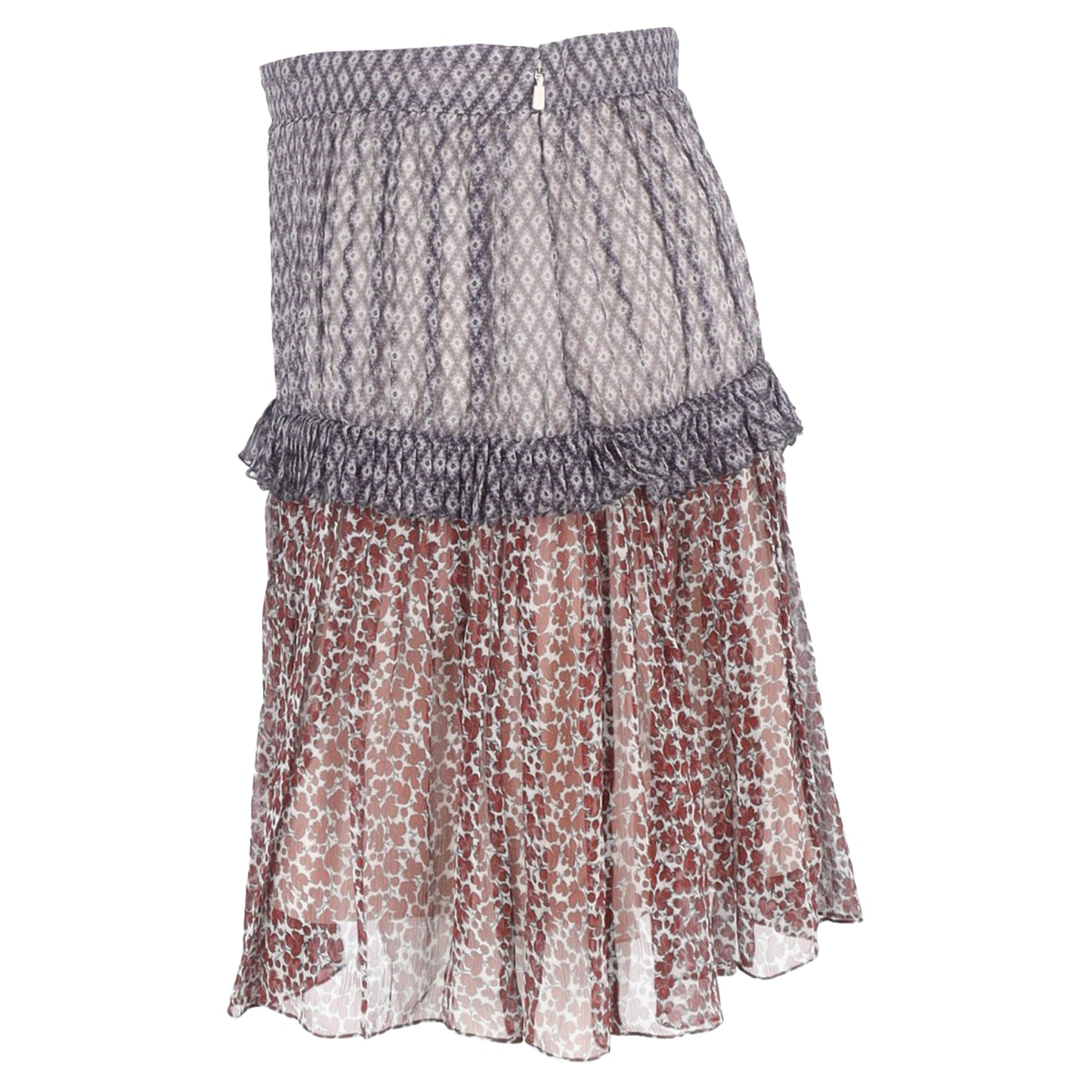 Chloé Printed Tiered Mini Skirt in Multicolor Chiffon