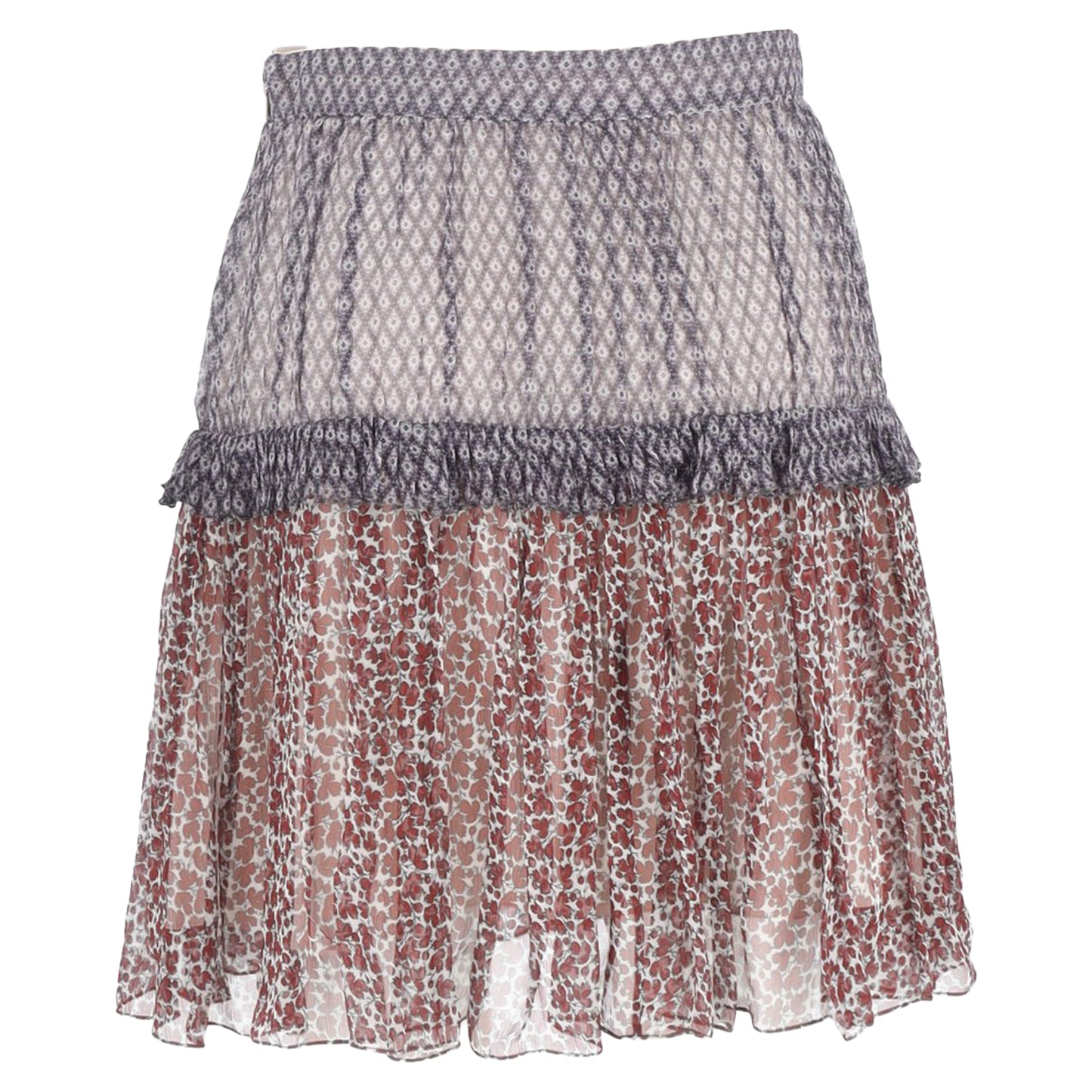 Chloé Printed Tiered Mini Skirt in Multicolor Chiffon