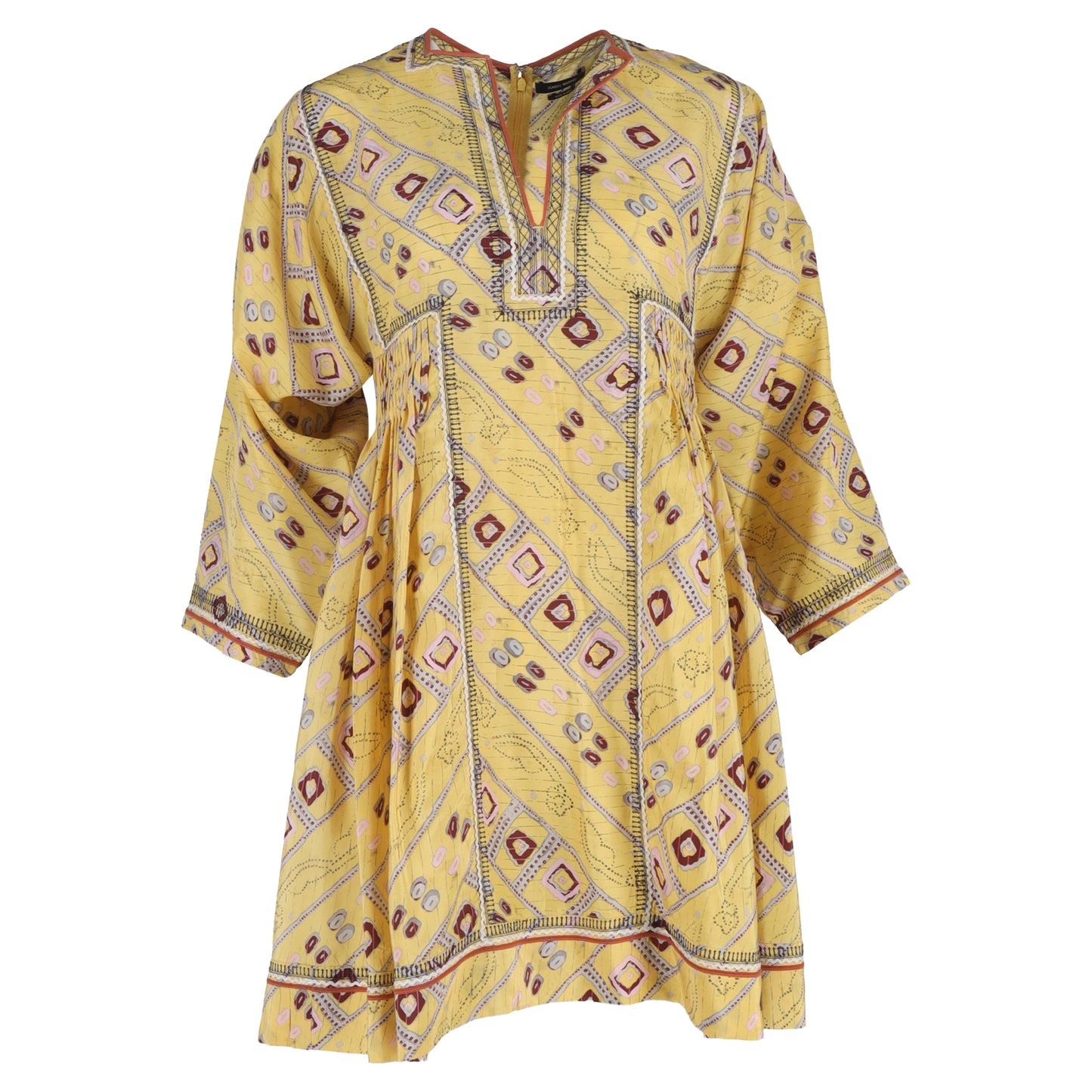 Isabel Marant Thurman Printed Min Dress in Yellow Silk