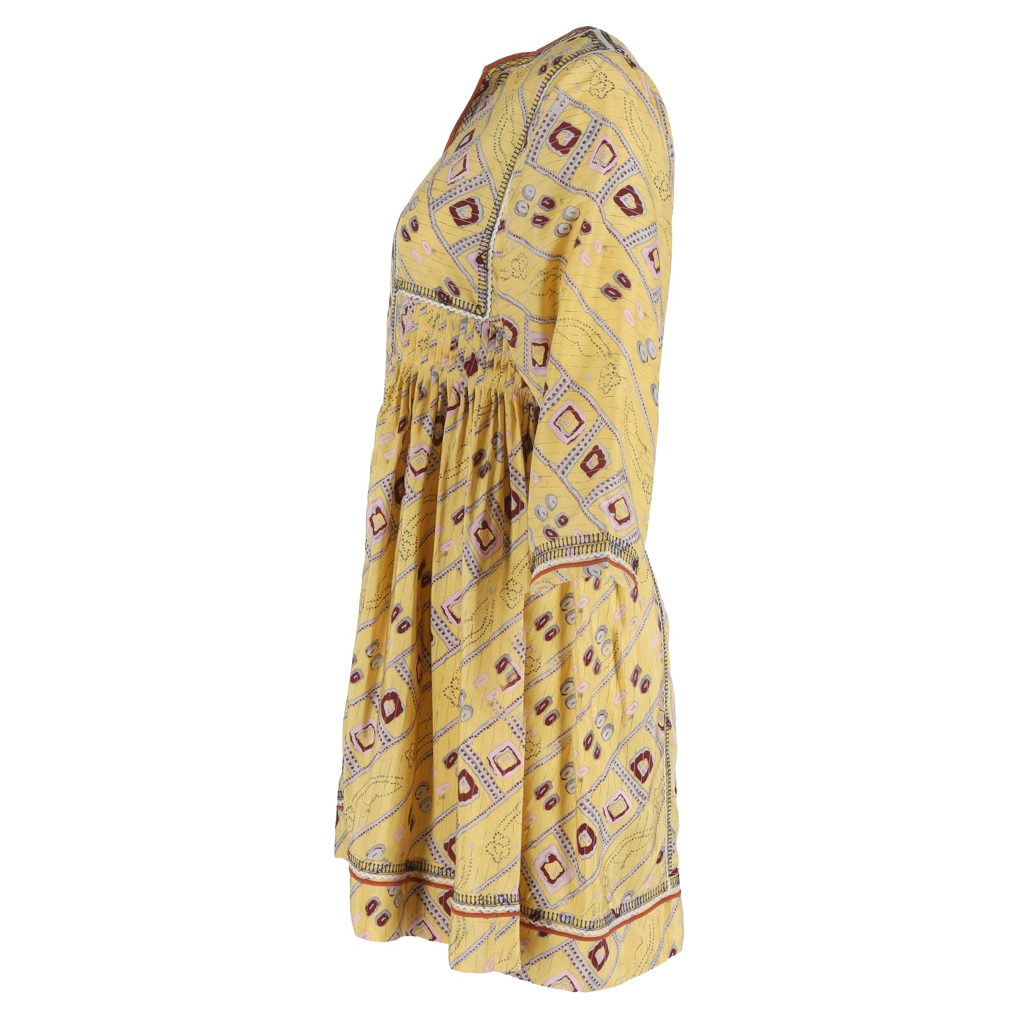 Isabel Marant Thurman Printed Min Dress in Yellow Silk