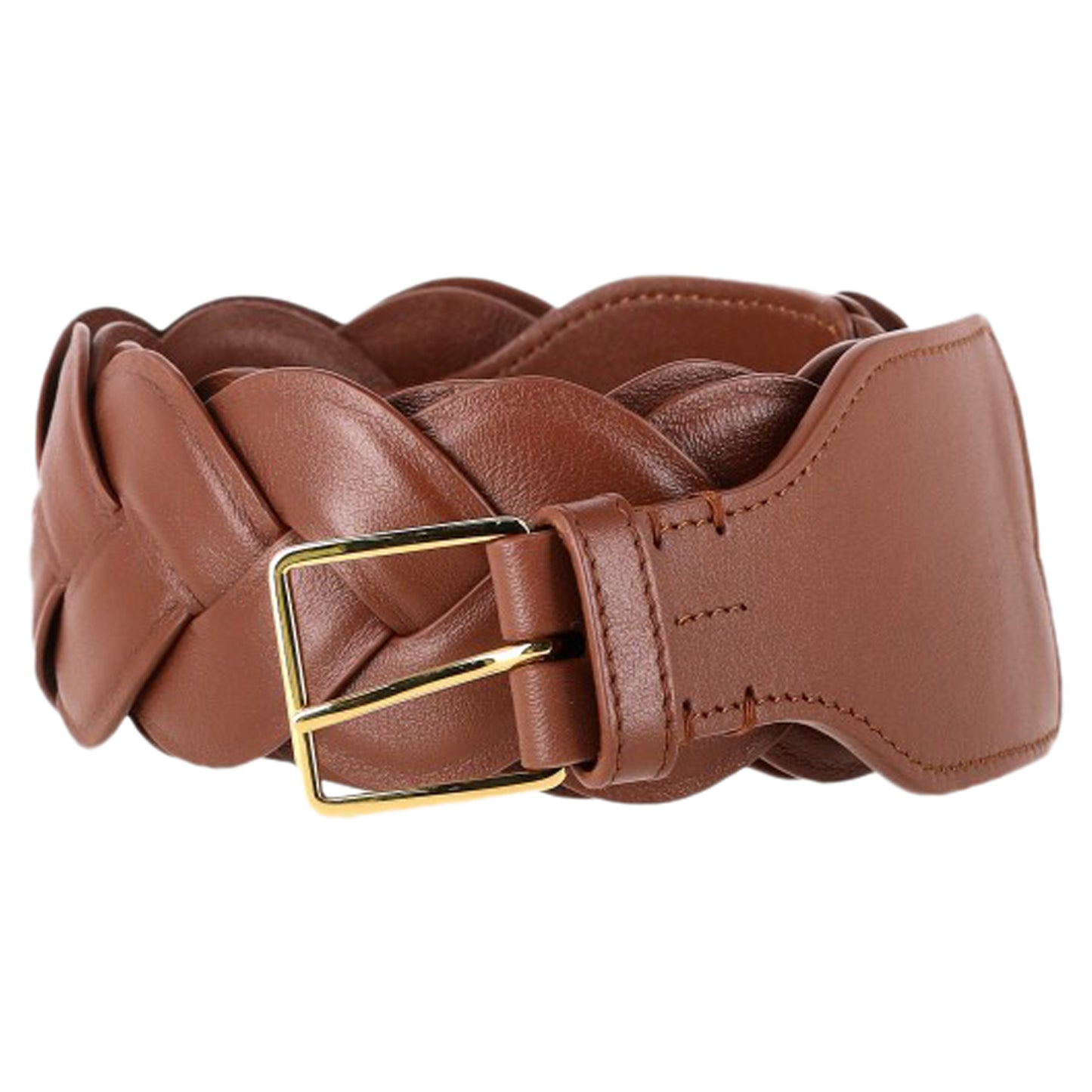 Altuzarra Skinny Braided Belt in Brown Calfskin Leather