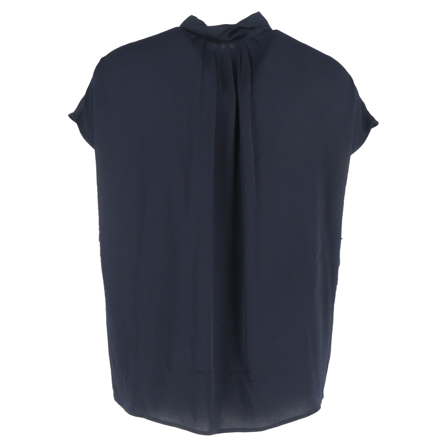 Max Mara Ruffle-Detail Blouse in Navy Blue Silk