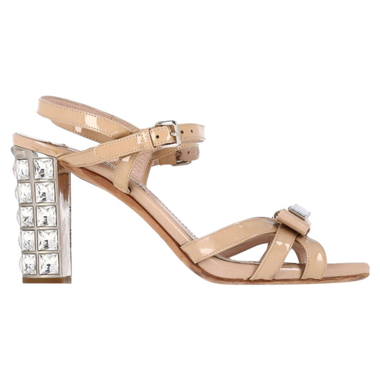 Miu Miu detail ankle strap crystal heel sandals