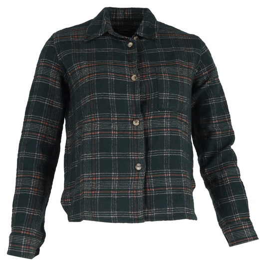 Isabel Marant Plaid Buttoned Long Sleeve Shirt in Olive Cotton