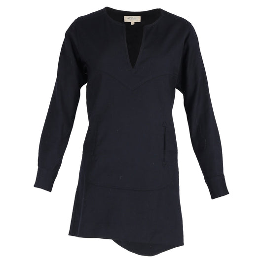 Isabel Marant Étoile Mini Long Sleeve Dress in Navy Blue Wool