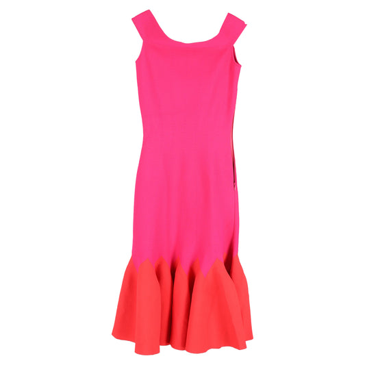 Alexander Mcqueen Jaccquard Knit Midi Off-Shoulder Dress in Pink Viscose
