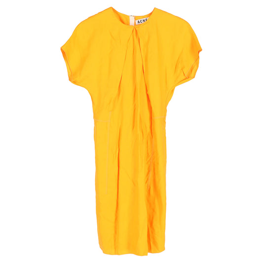 Acne Studios Crewneck Knee-Length Shift Dress in Orange Viscose