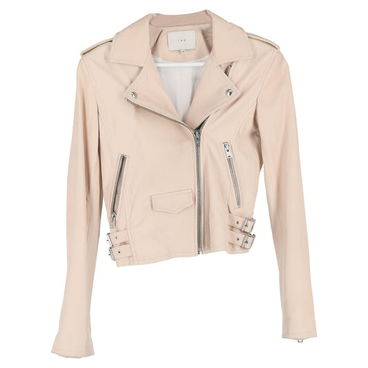 Iro Newhan Zipped Biker Jacket in Pink Leather