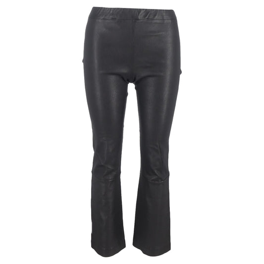 The Row Gartered Bootcut Trousers in Black Leather