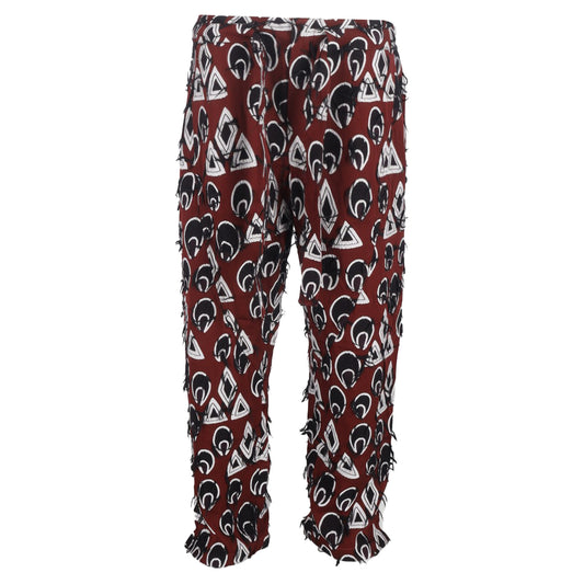 Chloé Printed Drawstring Cropped Trousers in Burgundy Viscose