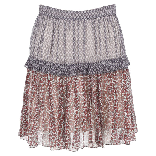 Chloé Printed Tiered Mini Skirt in Multicolor Chiffon